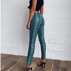 Tiger Mist Pearl Blue Snakeskin Leather Pant